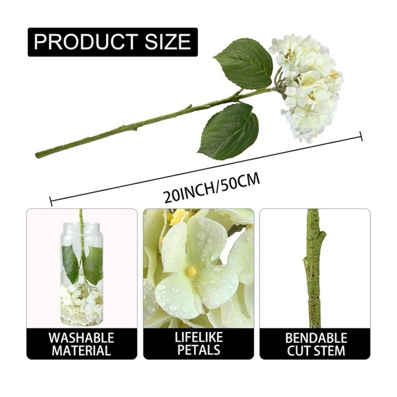 4pcs White Vintage Hydrangea Artificial Flowers - Picture 4 of 6